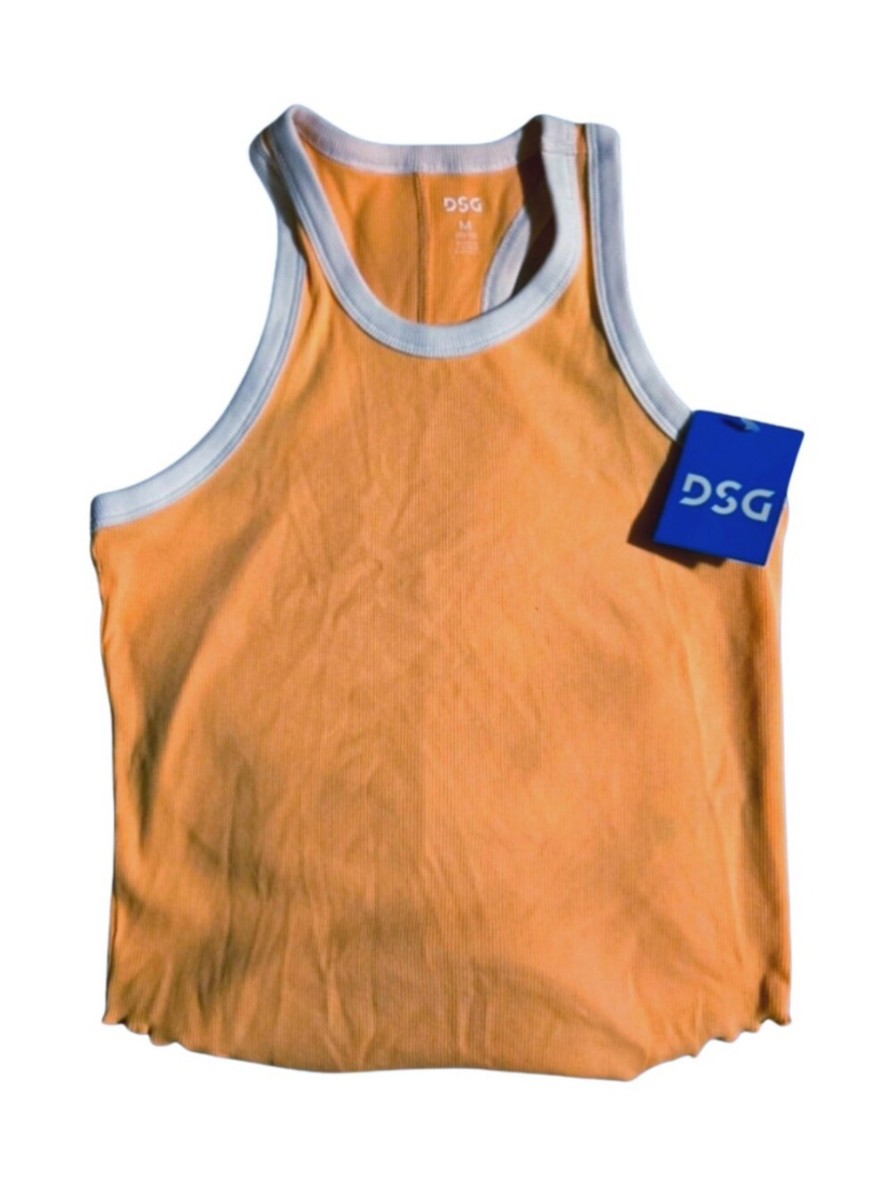 DSG Girls Ribbed Tank Top Peach  with White Trim Size Medium 10/12